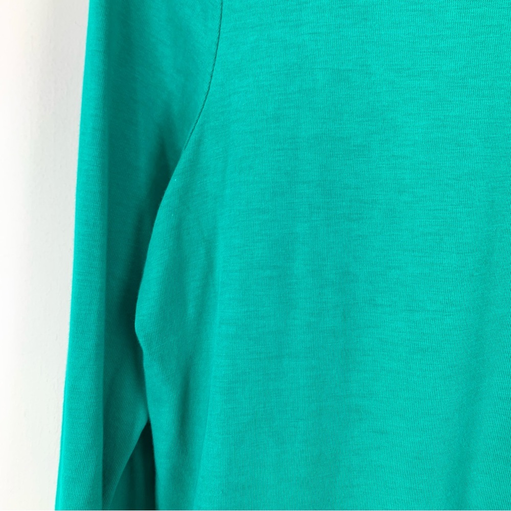 Talbots XS Tunic Top Boat Neck Green Pima Cotton Embroidered Medallion Fringe - Picture 5 of 12